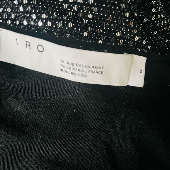IRO  Paris LouLou Sequin Long Sleeve V-neck Mini Dress in Black & Silver Size 40 - Picture 13 of 14